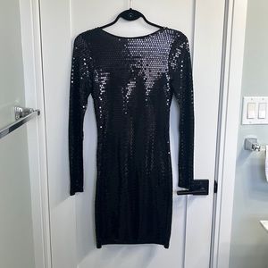 Sequin stretch mesh mini dress